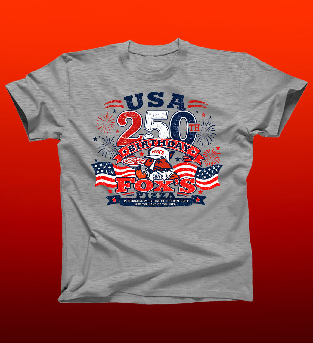 Fox's Pizza USA 250th Birthday Tee - Sports Grey